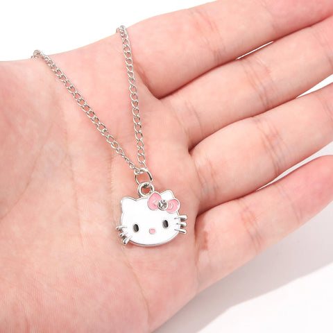 Hello Kitty Pendant Necklaces Fashion Bow Cute Cat Necklace For Women Men Jewelry Accessories Gifts Girl Metal KT Cat Pendant