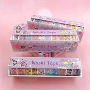 Sanrio Series Hello Kitty Kuromi Melody Tape 10 Volumes of Cartoon Stickers Cute Children Gift Material Decorative Stickers