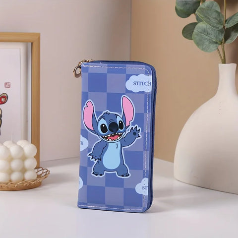 Cute Stitch Clutch Wallet with Zipper Pocket & Card Holder Vintage Style