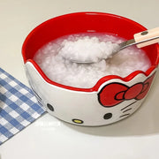 Kawaii Pink Angel Bow Hello Kitty Bowl Tableware Decoration Cartoon Charm Japanese Harajuku Hello Kitty Bowl Gifts