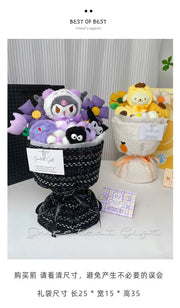 Sanrio Anime Kuromi Plush Flower Bouquet Cartoon Hellokitty Cinnamoroll Stuffed Plush Toy Kawaii Decor Doll Girl Valentine Gift