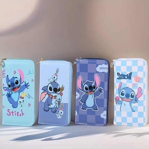 Cute Stitch Clutch Wallet with Zipper Pocket & Card Holder Vintage Style