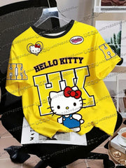 Men's Boys' Casual Sporty Hello Kitty 3D Print Graphic T-Shirt Girl Round Neck Tee Outdoor Sports Adult Women's  T-shirt