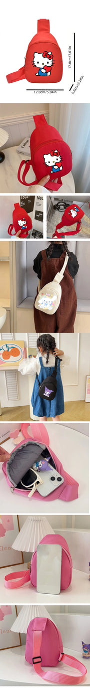 Hello Kitty Sling Chest Bag, Cinnamoroll Kuromi Crossbody Bag, Fashionable Casual Shoulder Bag with Coin Purse for Daily Travel