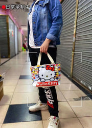 Sanrio Canvas Bag Cartoon Kate Cat Portable Shoulder Bag Japanese Light And Large Capacity Shopping Bag Travel Bag Gift Toy