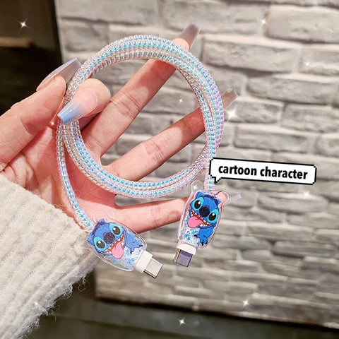 Anime Stitch Charging Data Cable Protector Winder Accessories for Iphone 20W Charger for Iphone 15 14 13 Christmas Gifts